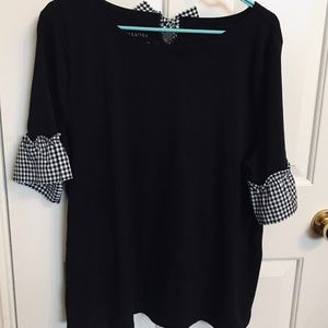 Gingham and Black Knit Spring/Summer Top